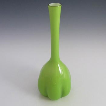 Elme 1970s Scandinavian Green Cased Glass 'Melon-Form' Vase