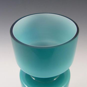 Scandinavian Style Turquoise Hooped Cased Glass Vase