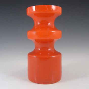 Alsterfors #S5014 Per Ström Red Hooped Glass Vase - Signed