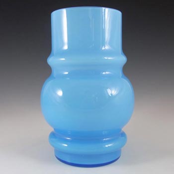 Lindshammar 1970's Swedish Blue Hooped Glass Vase #1