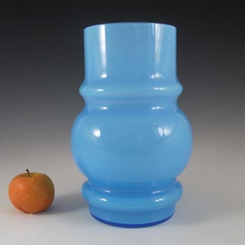 Lindshammar 1970's Swedish Blue Hooped Glass Vase #1