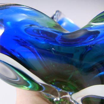 Chřibská #240/5/20 Czech Blue & Green Glass Bowl by Josef Hospodka