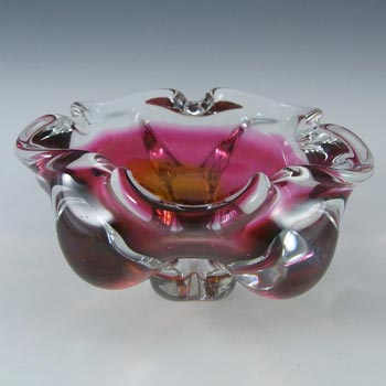 Chřibská #238/5/14 Czech Pink & Orange Glass Bowl by Josef Hospodka