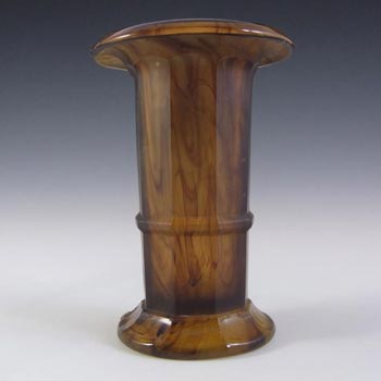 Davidson #279D Art Deco 7.5\" Amber Cloud Glass Vase