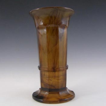Davidson #279 Art Deco 8\" Amber Cloud Glass Vase
