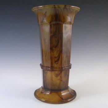 Davidson #279 10\" British Art Deco Amber Cloud Glass Vase