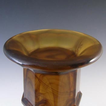Davidson #279 10" British Art Deco Amber Cloud Glass Vase
