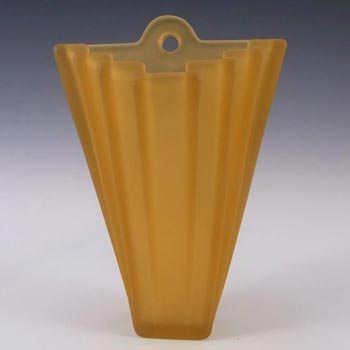 Bagley #334 Art Deco Frosted Amber Glass 'Grantham' Wall Vase