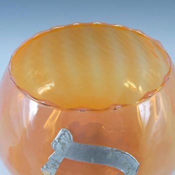 Empoli Italian Pink/Orange Opaline Glass Jar/Pot - Labelled