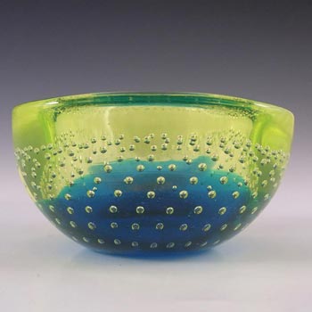 Galliano Ferro Murano Bullicante Blue & Uranium Glass Bowl