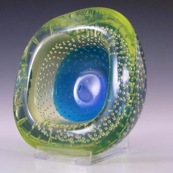 Galliano Ferro Murano Bullicante Blue & Uranium Glass Bowl
