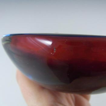 Murano Geode Red & Blue Sommerso Glass Square Bowl