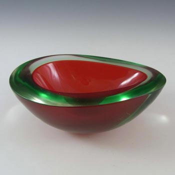 Murano Geode Red & Green Sommerso Glass Teardrop Bowl