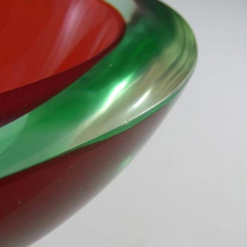 Murano Geode Red & Green Sommerso Glass Teardrop Bowl