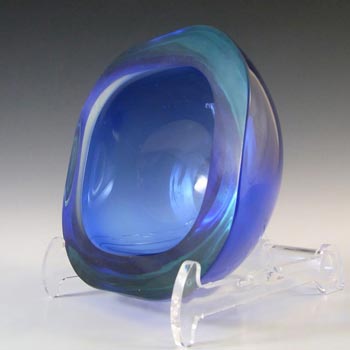 Murano Geode Blue & Turquoise Sommerso Glass Square Bowl