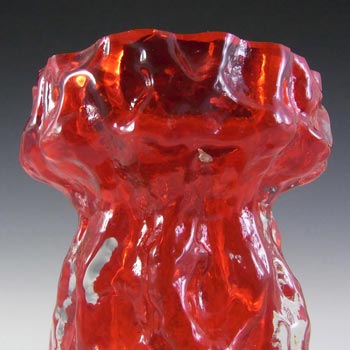 Ingrid/Ingridglas 1970's Red Glass Bark Textured Vase