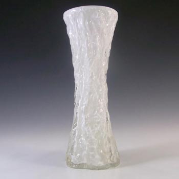 Ingrid/Ingridglas 1970\'s White Glass Bark Textured Vase
