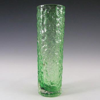 Tajima Japanese 'Best Art Glass' Textured Bark Green Glass Vase