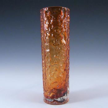 (image for) Tajima Japanese "Best Art Glass" Textured Bark Red Glass Vase