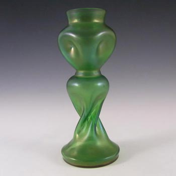 Welz Art Nouveau Bohemian Iridescent Green Glass Vase