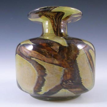 Mdina Brown & Sandy 'Earthtones' Glass Vase - Signed