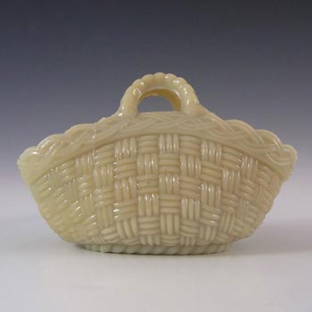 Antique Victorian Cream Milk Glass Vitro-Porcelain Basket Bowl