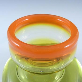 Pukeberg/Eva Englund Swedish Orange/Yellow Glass Vase - Label