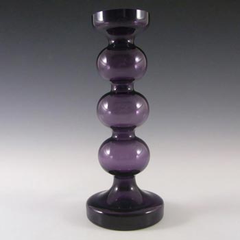 Alfred Taube German Purple Hooped Glass Vase / Candlestick