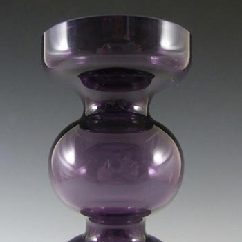 Alfred Taube German Purple Hooped Glass Vase / Candlestick