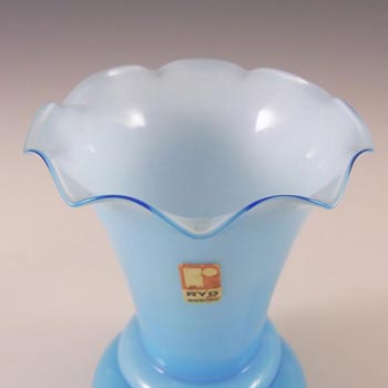 Ryd 1970s Scandinavian Blue Glass Cased Vase - Label