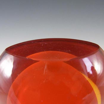 Murano/Venetian Red & Amber Sommerso Glass Vase #4