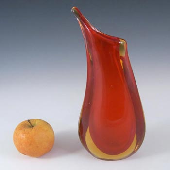 Murano/Venetian Red & Amber Sommerso Glass Vase #4