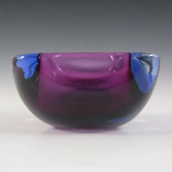 Murano Geode Purple & Blue Sommerso Glass Square Bowl