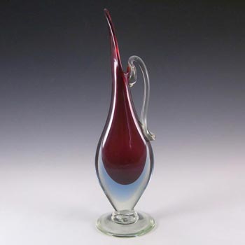 Murano/Venetian Red & Blue Sommerso Glass Vase/Jug