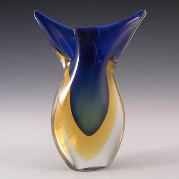 (image for) Murano/Venetian 1950's Blue & Amber Sommerso Glass Vase