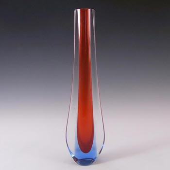 Galliano Ferro Murano Sommerso Red & Blue Glass Stem Vase