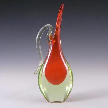 (image for) Murano/Venetian Red & Uranium Sommerso Glass Vase/Jug