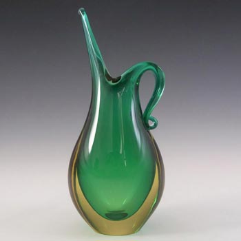 (image for) Murano Italian Green & Amber Sommerso Cased Glass Vase