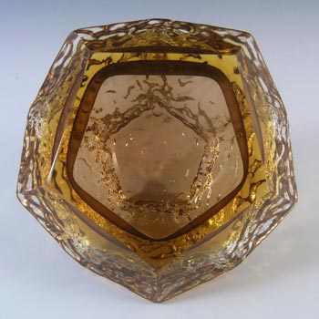 Mandruzzato Murano/Sommerso Textured Amber Glass Bowl