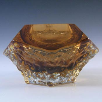 Mandruzzato Murano/Sommerso Textured Amber Glass Bowl