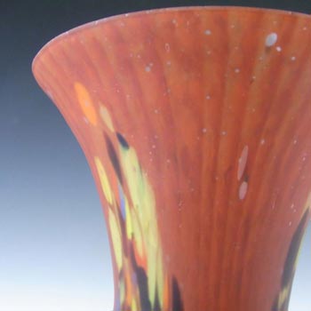 Czech Red & Multicoloured Spatter/Splatter Glass Vase