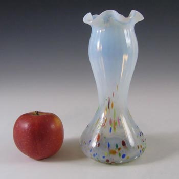 Kralik Czech Opaline/Opalescent Spatter Glass Vase