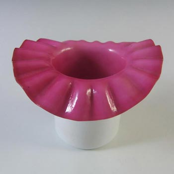 Victorian Opaque Custard Glass Pink & Ivory Cased Vase