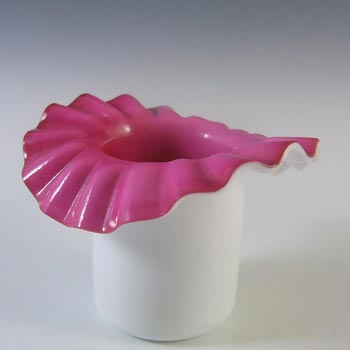 Victorian Opaque Custard Glass Pink & Ivory Cased Vase