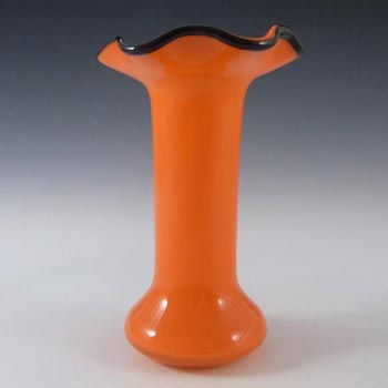 Czech 1930's/40's Orange & Black Glass Tango Vase #3