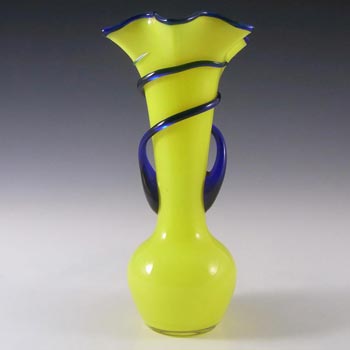 Czech 1930\'s/40\'s Yellow & Blue Glass Tango Vase #1