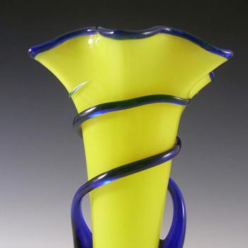 Czech 1930's/40's Yellow & Blue Glass Tango Vase #1