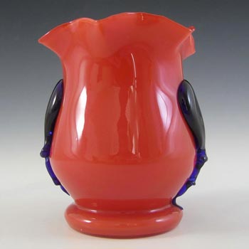 Czech 1930\'s/40\'s Red & Blue Glass Tango Vase
