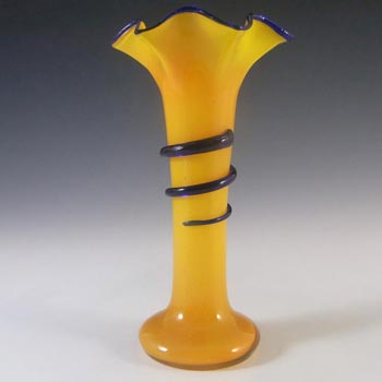 Czech 1930's/40's Yellow & Blue Glass Tango Vase #2