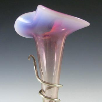 Victorian Vaseline / Opalescent Glass + Silver Epergne Vase